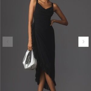 NWT Anthropologie black ruched mesh dress XS